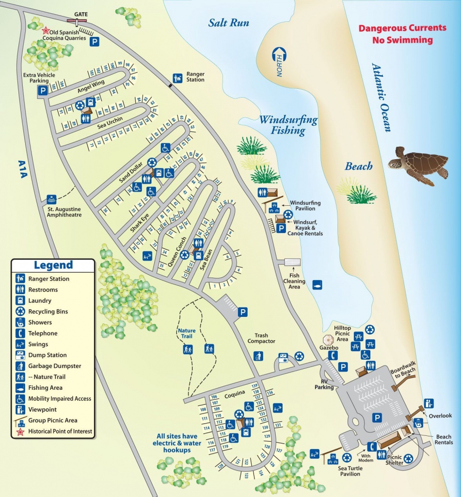 Campground Map Anastasia State Park | Florida | Florida Camping - Florida Rv Camping Map