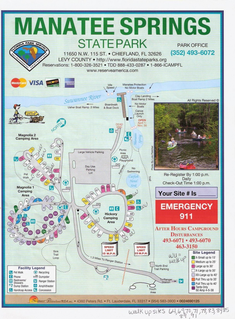 Campground Map - Manatee Springs State Park - Chiefland - Florida - Florida State Park Campgrounds Map