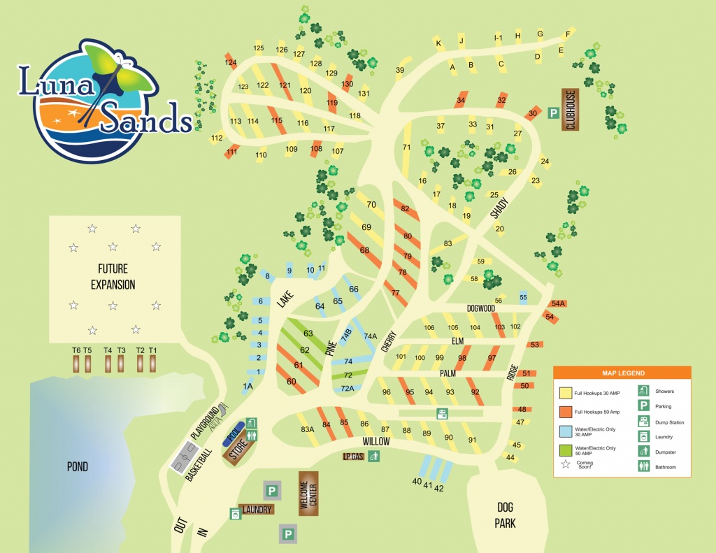 Campsite Map | Luna Sands Resort | Orange City, Fl - Florida Tent Camping Map