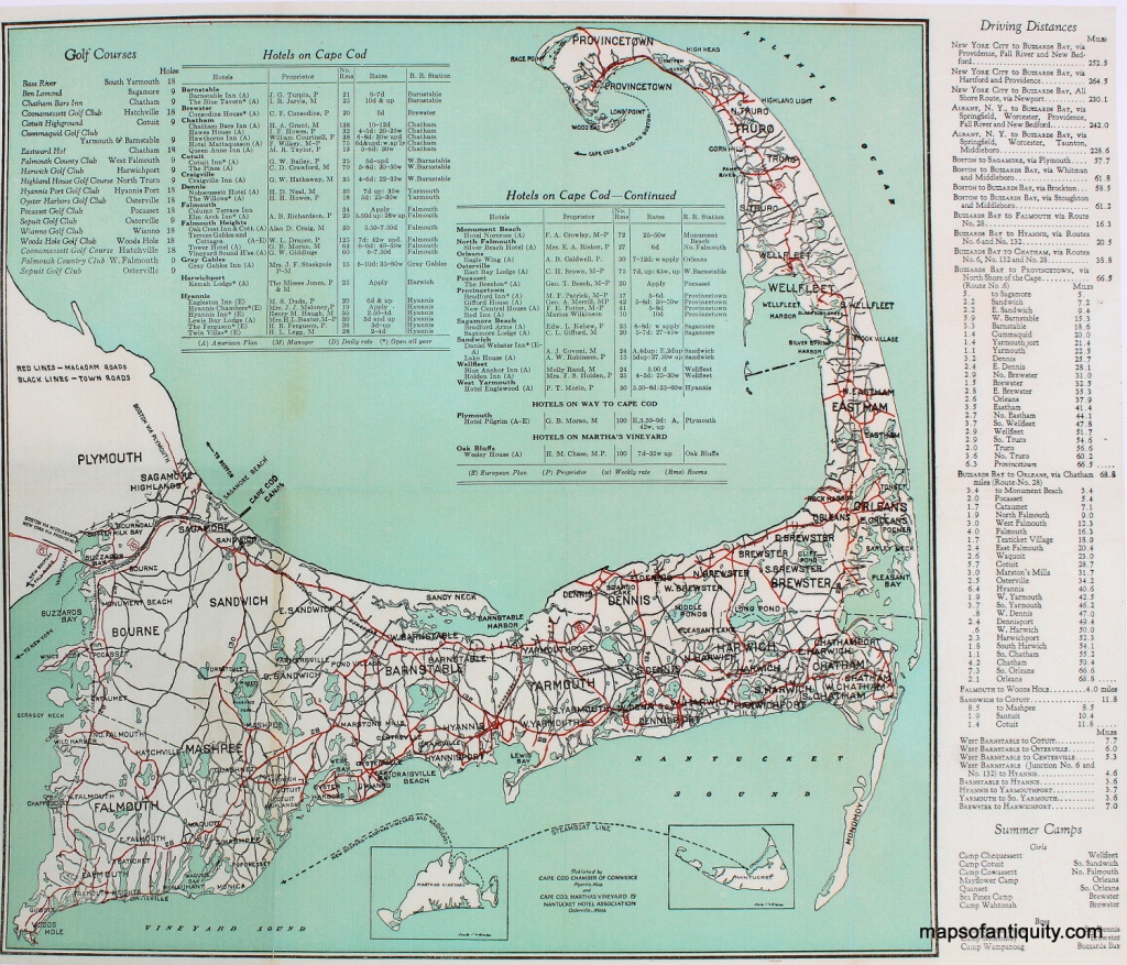 Cape Cod Road Map Print Reproduction Antique Maps And Charts Printable Map Of Cape Cod Ma 