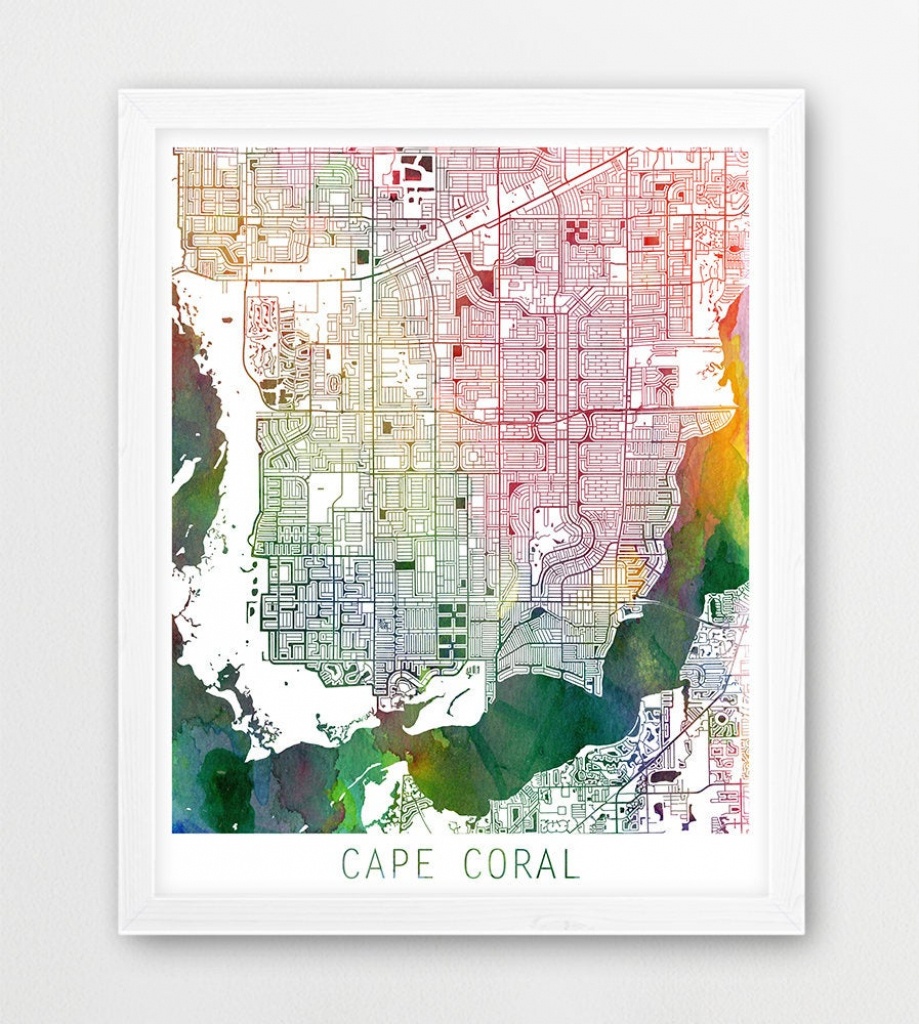 Cape Coral City Urban Map Poster Cape Coral Street Print | Etsy - Street Map Of Cape Coral Florida
