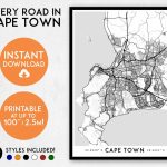 Cape Town Map Print Printable Cape Town Map Art South Africa | Etsy   Printable Town Maps