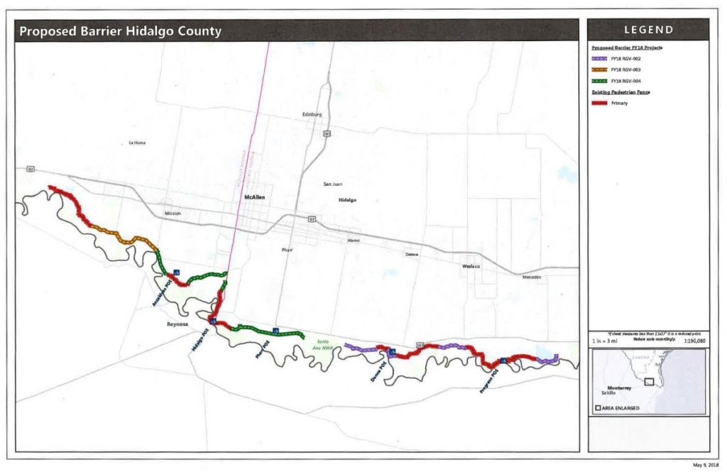 Cbp Map Shows 45 Miles Of Total Border Wall Cutting Through Hidalgo - Hidalgo County Texas Map
