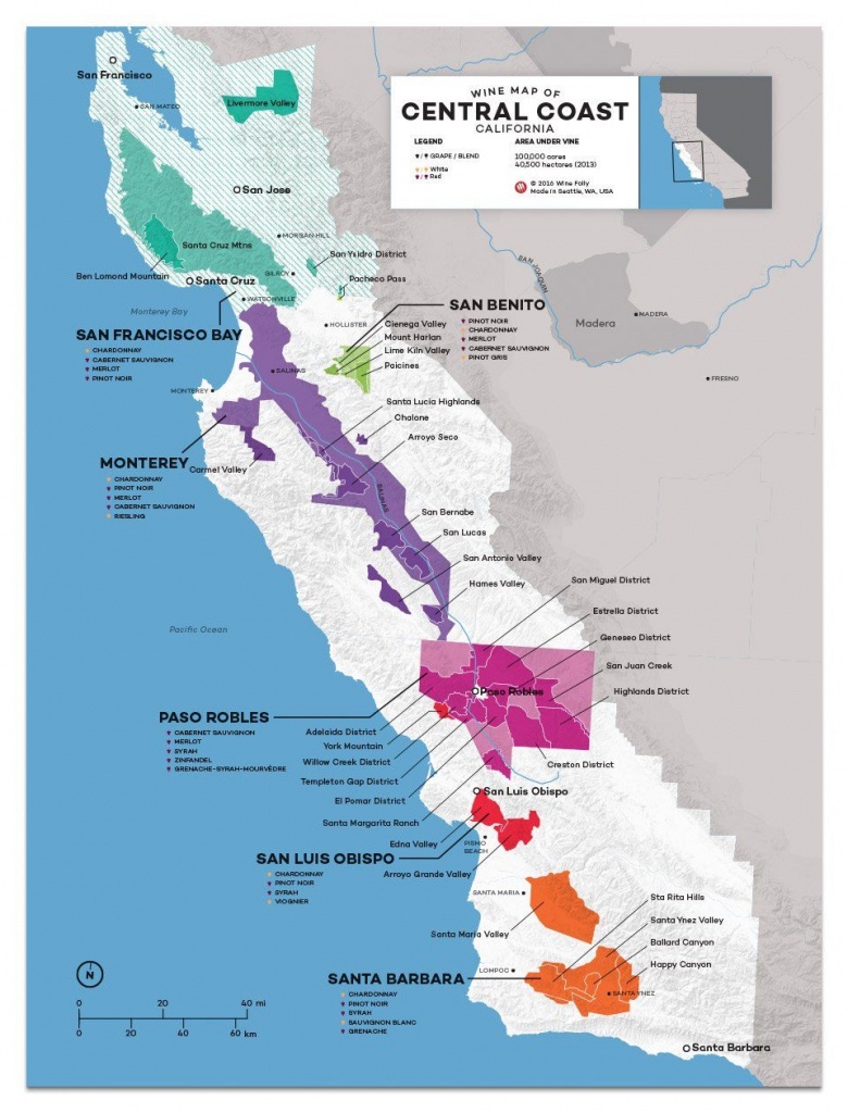 Central Coast Wine: The Varieties And Regions | Travel | Wine Folly - California Wine Ava Map