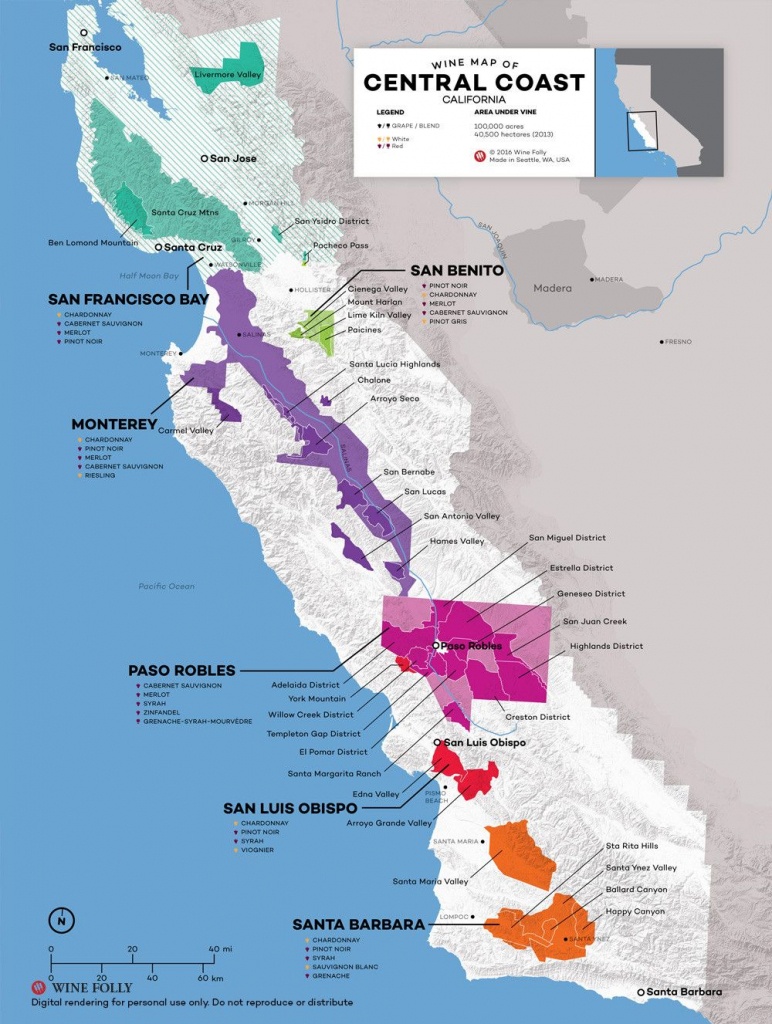 Central Coast Wine: The Varieties And Regions | Wine Maps - Map Of Northern California Wineries