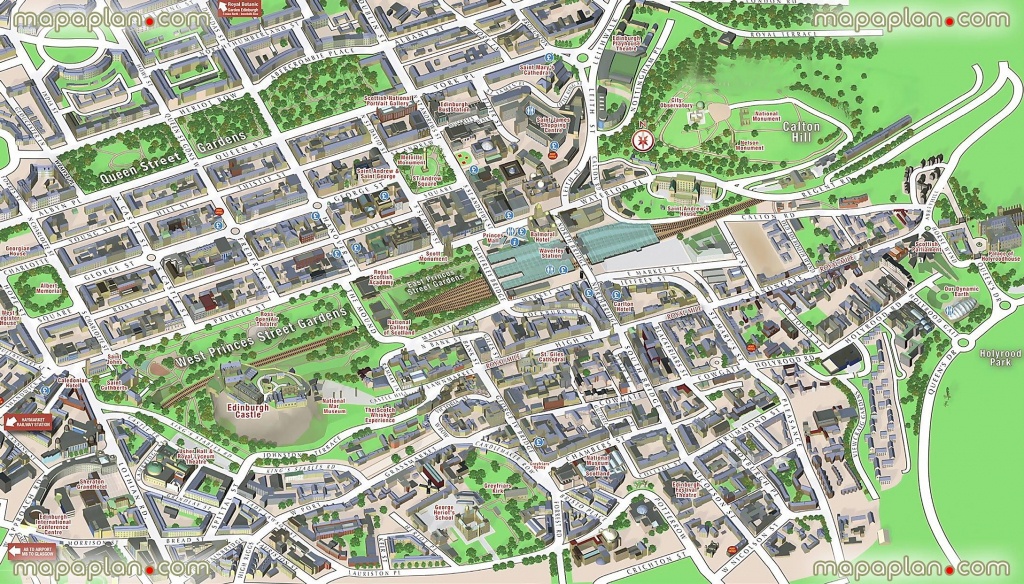 Central Edinburgh Scotland Visitors 3D Interactive Printable Inner - Printable Map Of Edinburgh