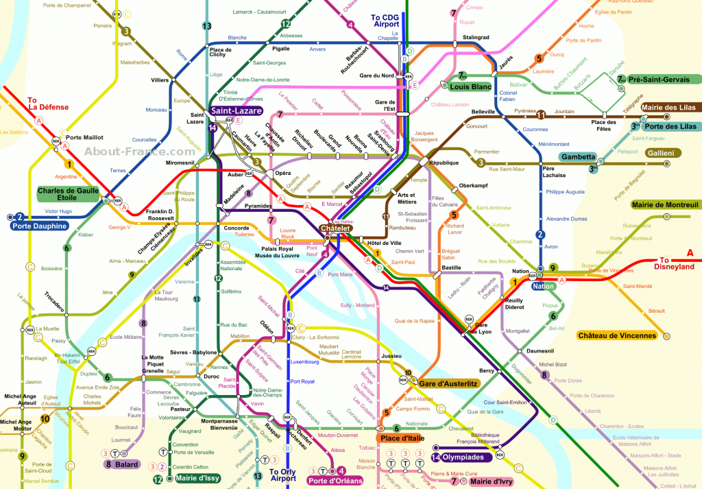 Map Of Paris Metro Printable Printable Maps