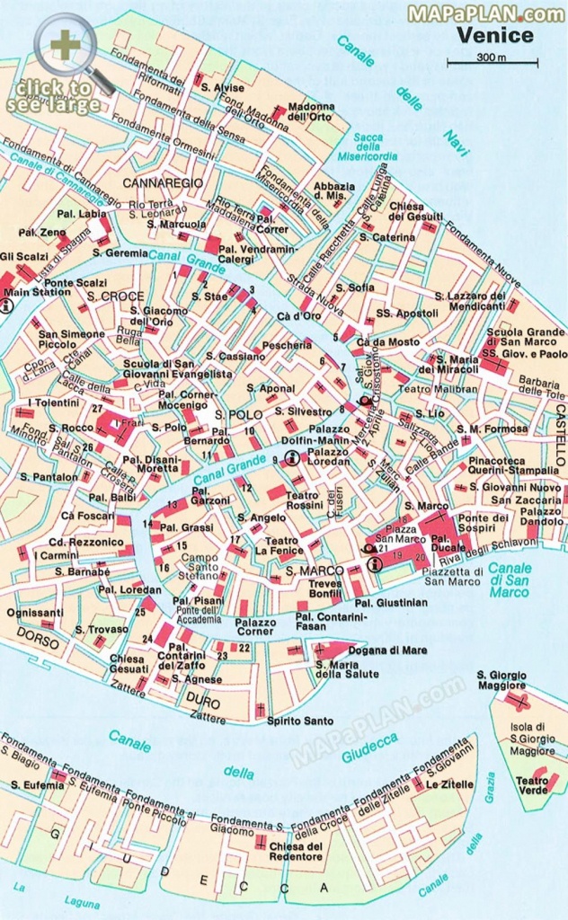 Central Venice Most Popular Historical Sights Venice Top Tourist - Printable Walking Map Of Venice Italy
