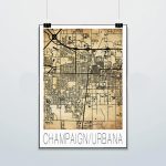 Champaign Urbana Map Print Poster Street Map Illini | Etsy   Printable Map Of Champaign Il