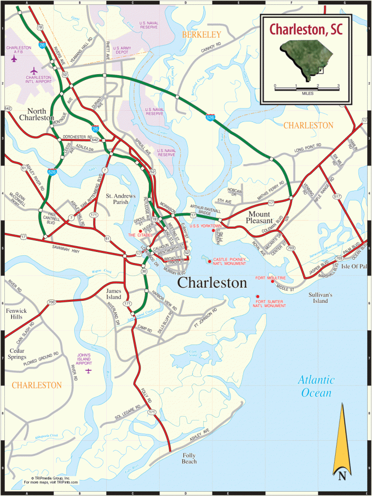 Charleston Sc Map - Printable Map Of Charleston Sc