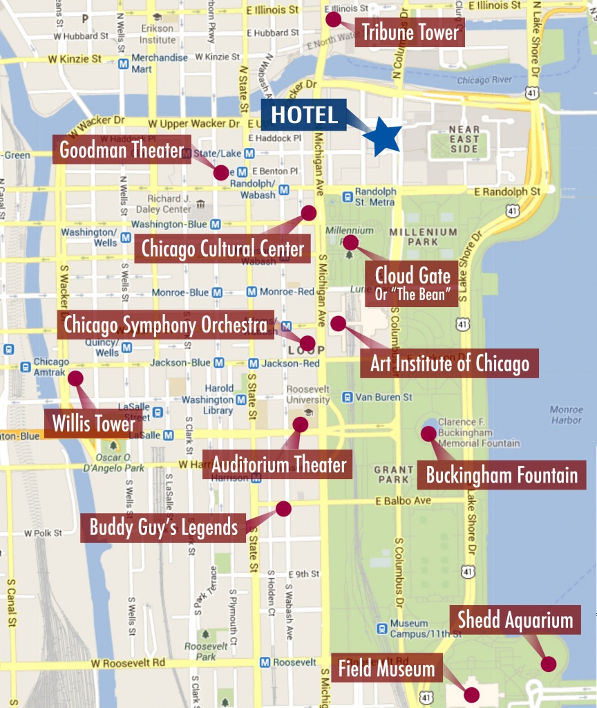 Chicago Tourist Walking Map Leancy Travel Chicago Tourist Map Printable 