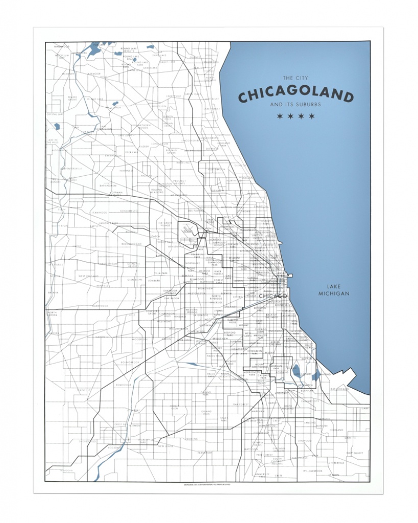 Chicagoland - A Map Of Chicago And Its Suburbs 18&amp;quot; X 24&amp;quot; Screen Print - Printable Map Of Chicago Suburbs