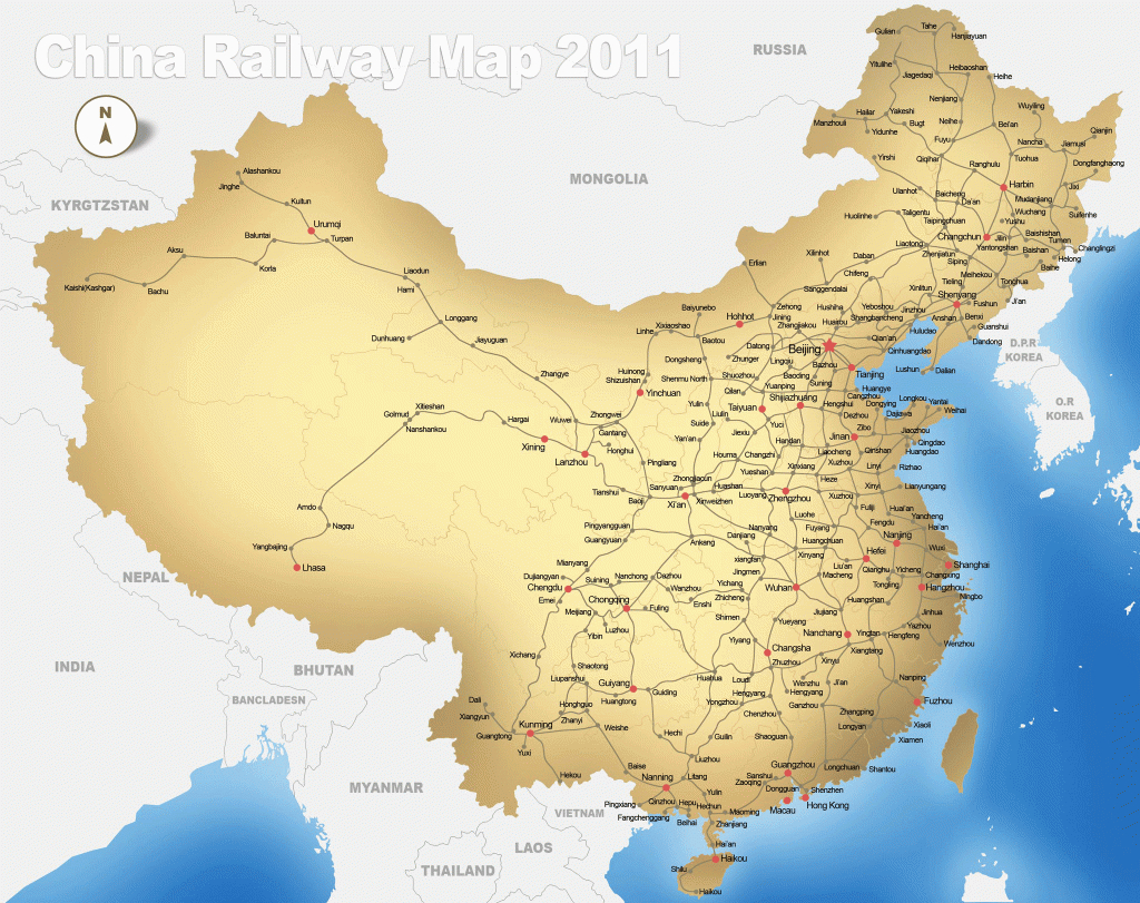 China Railway Map, Rail Map Of China, Printable China Railway Map - Printable Map Of China