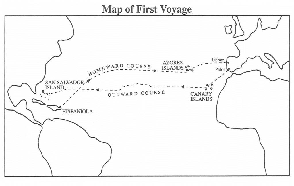 Christopher Columbus First Voyage | Chapter 5: First Voyage To The - Printable Map Of Christopher Columbus Voyages