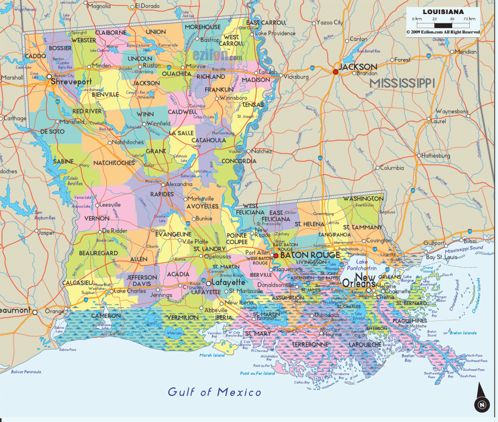 City And Parish Map Of Louisiana - Free Printable Maps - Louisiana State Map Printable