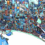 City Neighborhood Print Of Long Beach Ca. Abstract Map Print   Printable Map Of Long Beach Ca