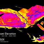 City Of Miami Elevation Exaggerated 50X | Miami Geographic   Florida Elevation Map Above Sea Level