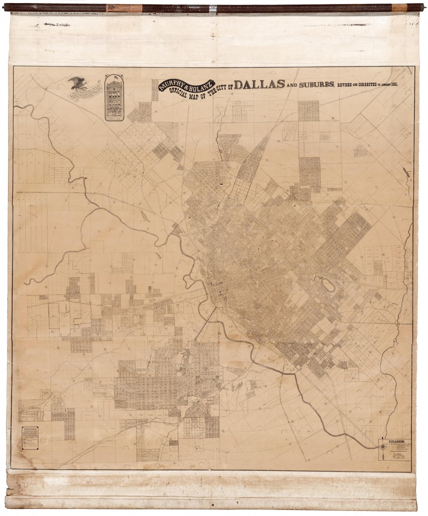 Colossal And Unrecorded Wall Map Of Dallas, Texas - Texas Wall Map