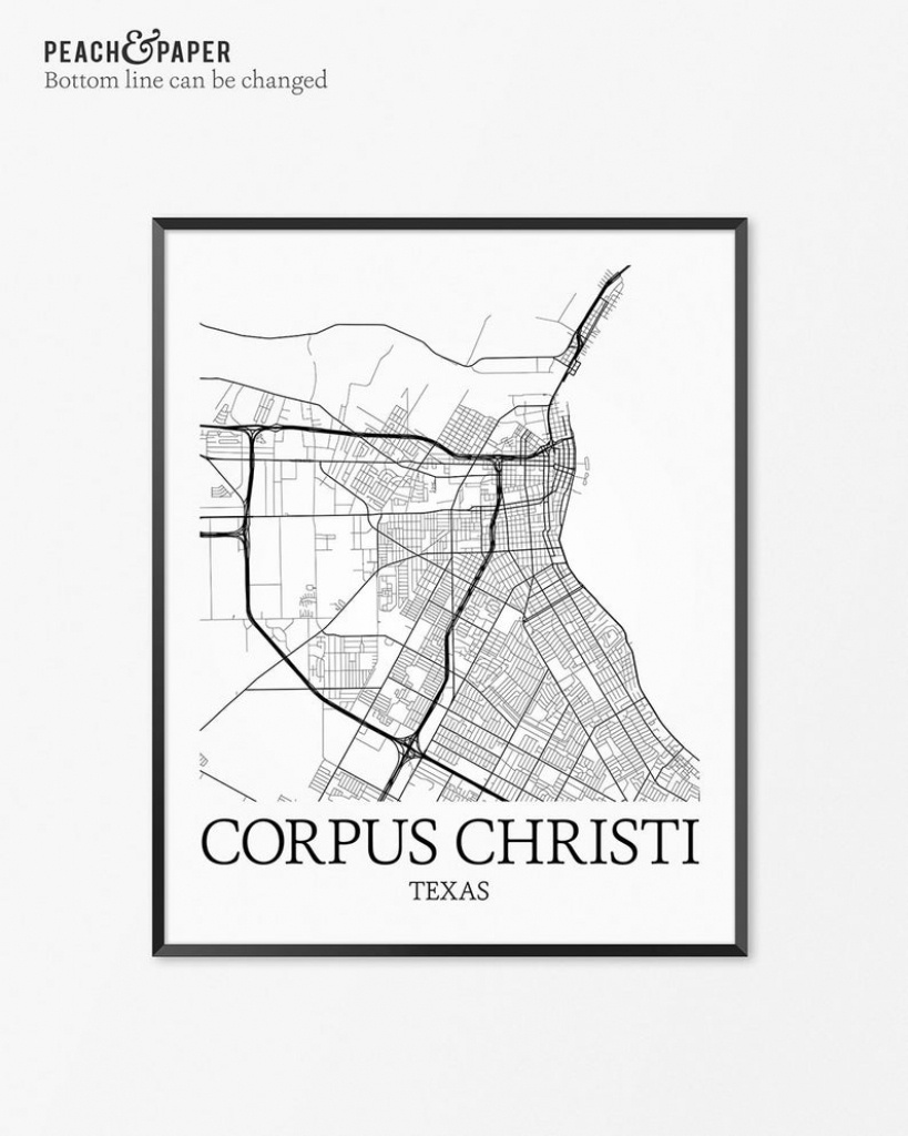 Corpus Christi Map Art Print Corpus Christi Poster Map Of | Etsy - City Map Of Corpus Christi Texas