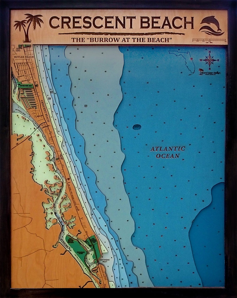 Crescent Beach Xtra-Large 50″ X 32″ | Island Laser Design - Map Of Crescent Beach Florida