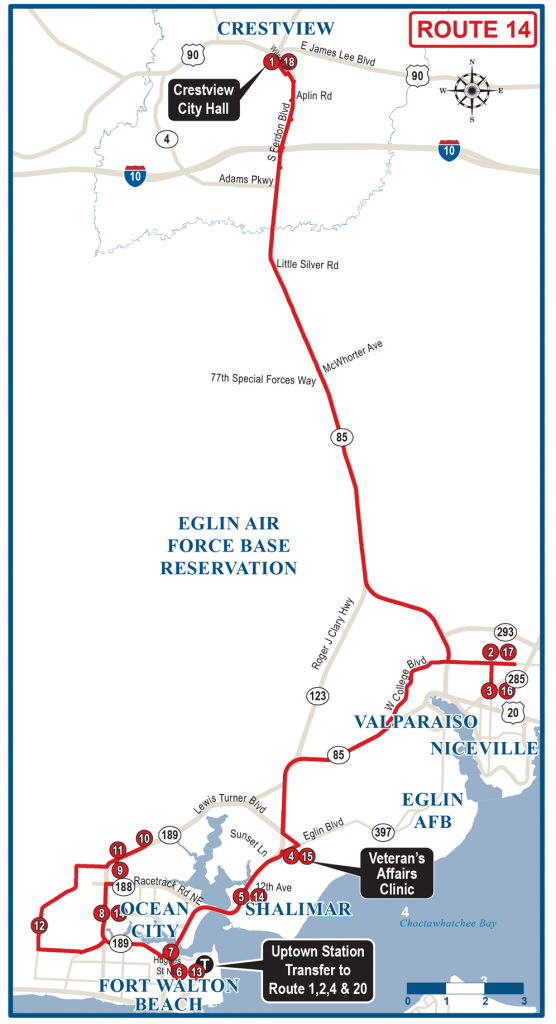 Crestview / Fwb Wave Express Route 14 - Ec Rider - Ft Walton Florida Map