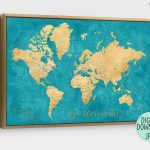 Custom Quote   Gold And Teal Watercolor Printable World Map With   Custom Printable Maps
