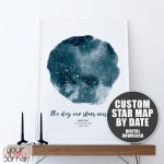 Custom Sky Map Printable Wall Art, Night Sky Print, First   Printable Star Map By Date