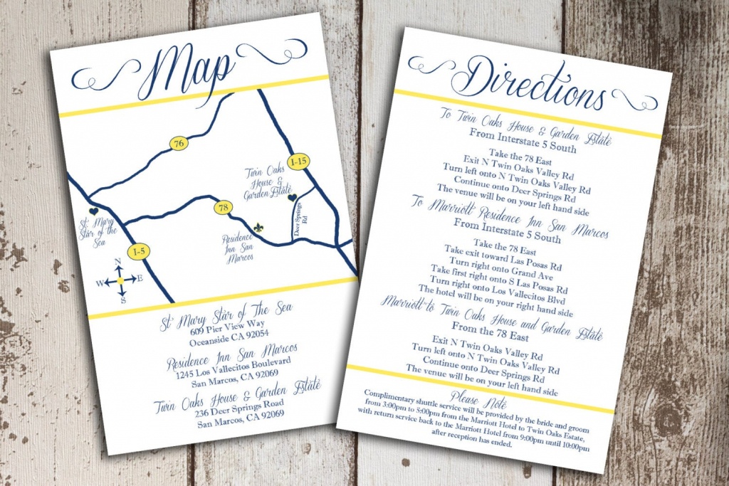 Custom Wedding Map And Direction Invitation Insert Printable File - Printable Map Directions For Invitations