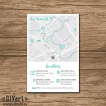 Custom Wedding Map Event Map Directions Locations | Etsy   Printable Map Directions For Invitations