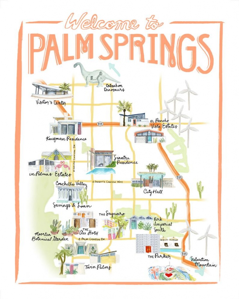 Customizable Palm Springs Map Illustration | Etsy - Palm Springs California Map