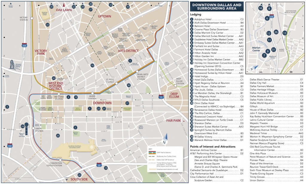 Dallas Hotels And Tourist Attractions Map - Printable Map Of Dallas