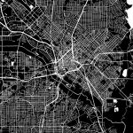 Dallas, Texas, Downtown Map, Dark   Map Of Downtown Dallas Texas