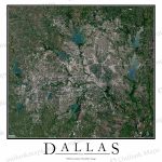 Dallas, Tx Satellite Map Print | Aerial Image Poster   Satellite Map Of Texas