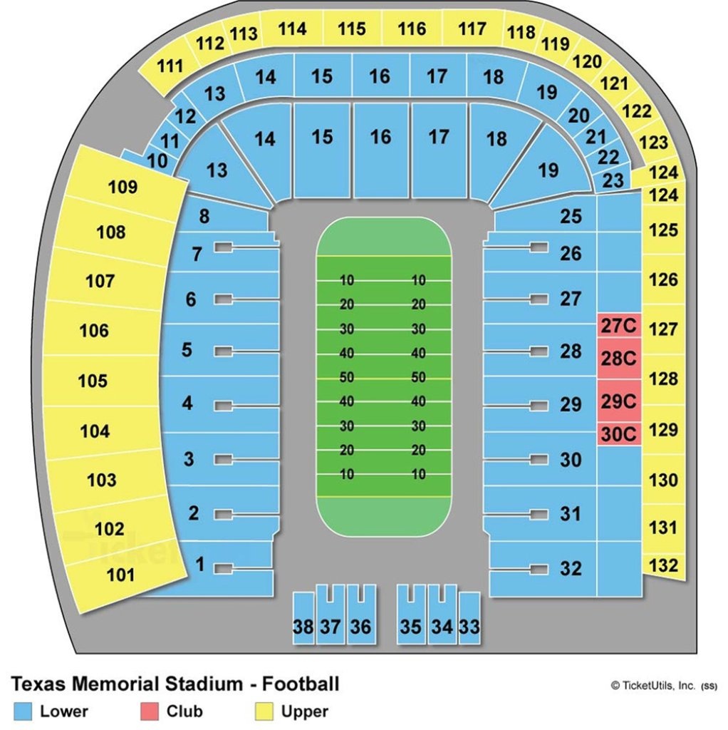 Texas Longhorn Stadium Seating Map Printable Maps