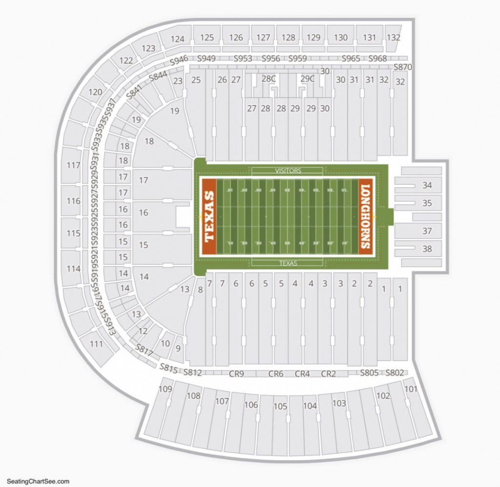 Darrell K Royal Texas Memorial Stadium Seating Chart | Seating - Texas Longhorn Stadium Seating Map