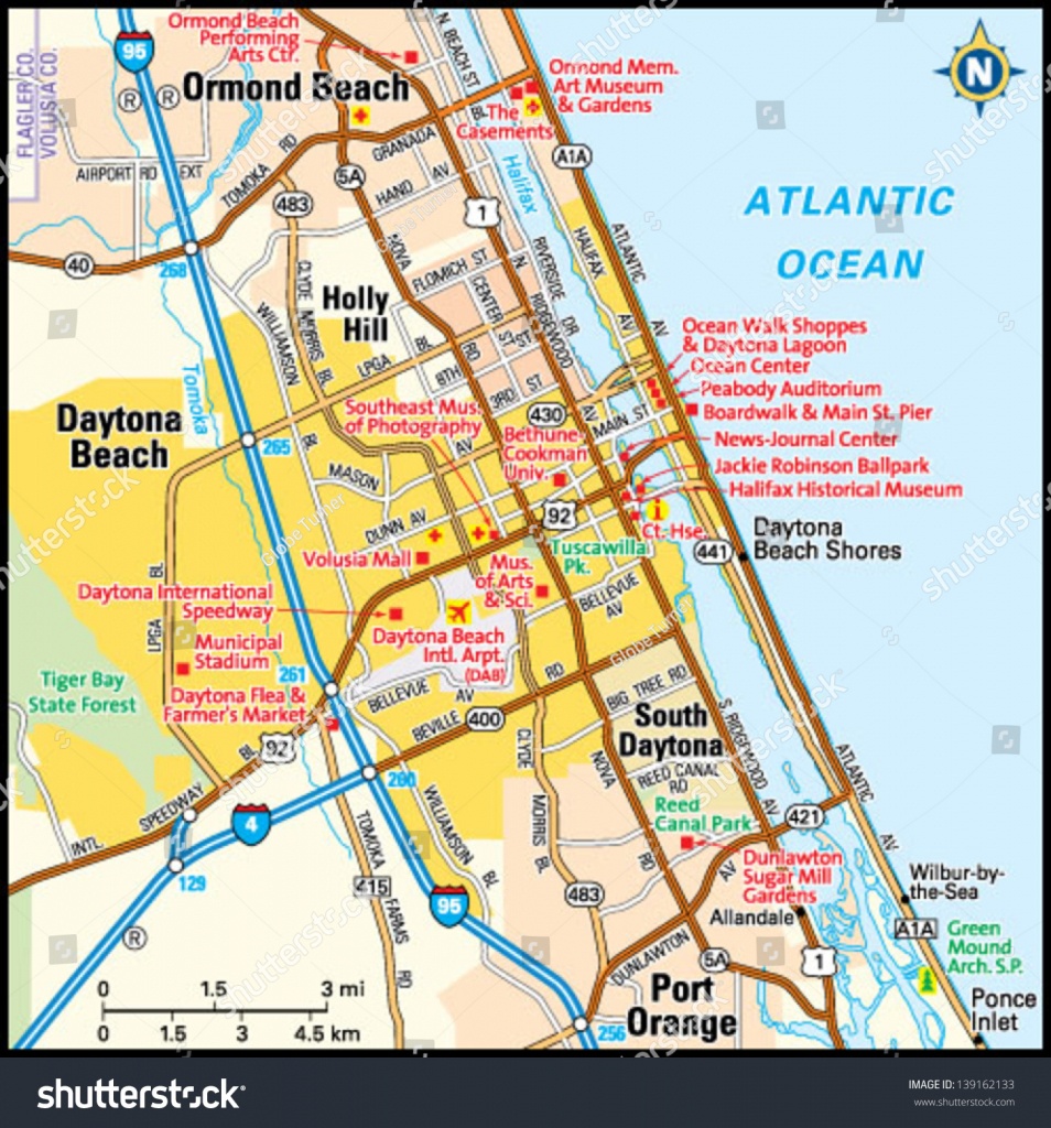 Daytona Beach, Florida Area Map Stock Photo 139162133 - Avopix - Map Of Daytona Beach Florida