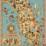 Decorative Whimsical Map Of Florida. | Florida | Florida Pictures   Vintage Florida Map Poster