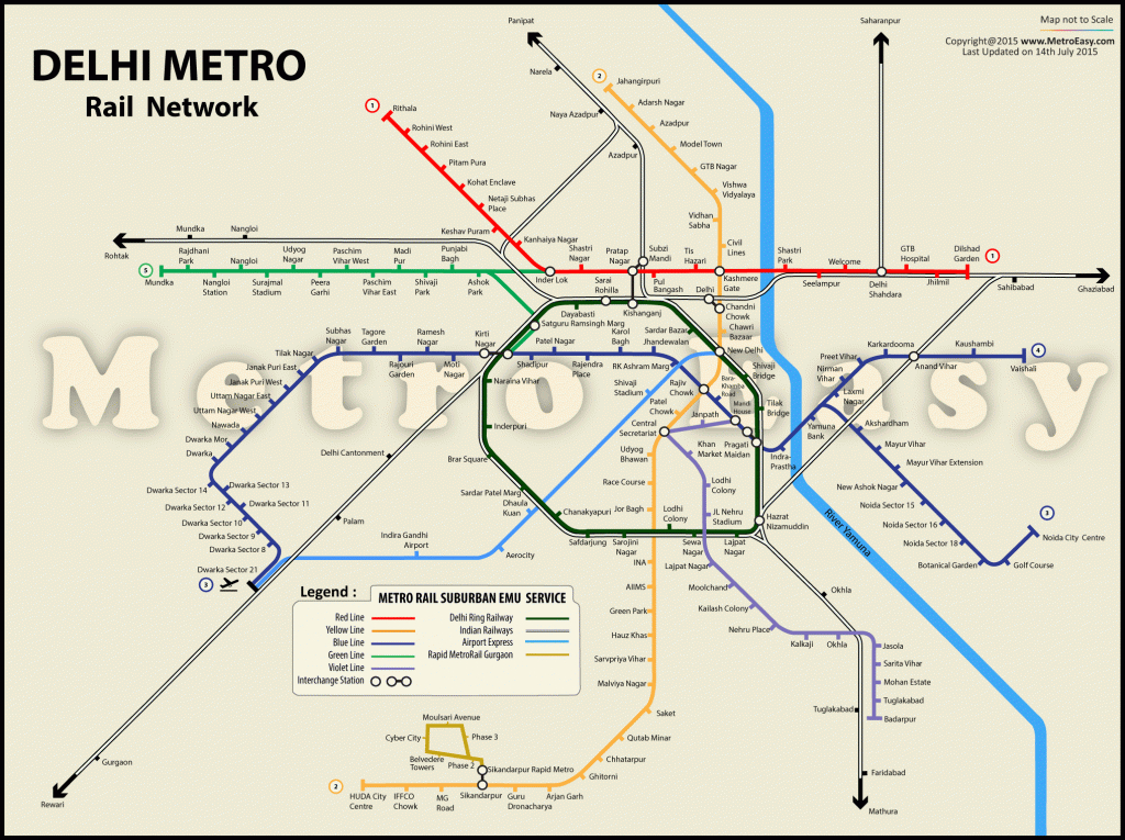 Delhi Metro Map , Delhi Metro Route Map , Metro Map Of Delhi - Printable Metro Map