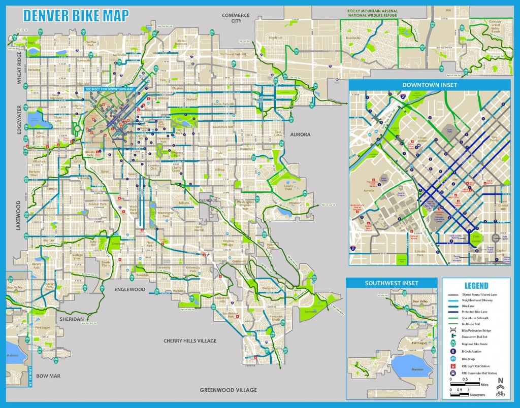 Denver Bike Map - Bike Map Denver (Colorado - Usa) - Denver City Map Printable