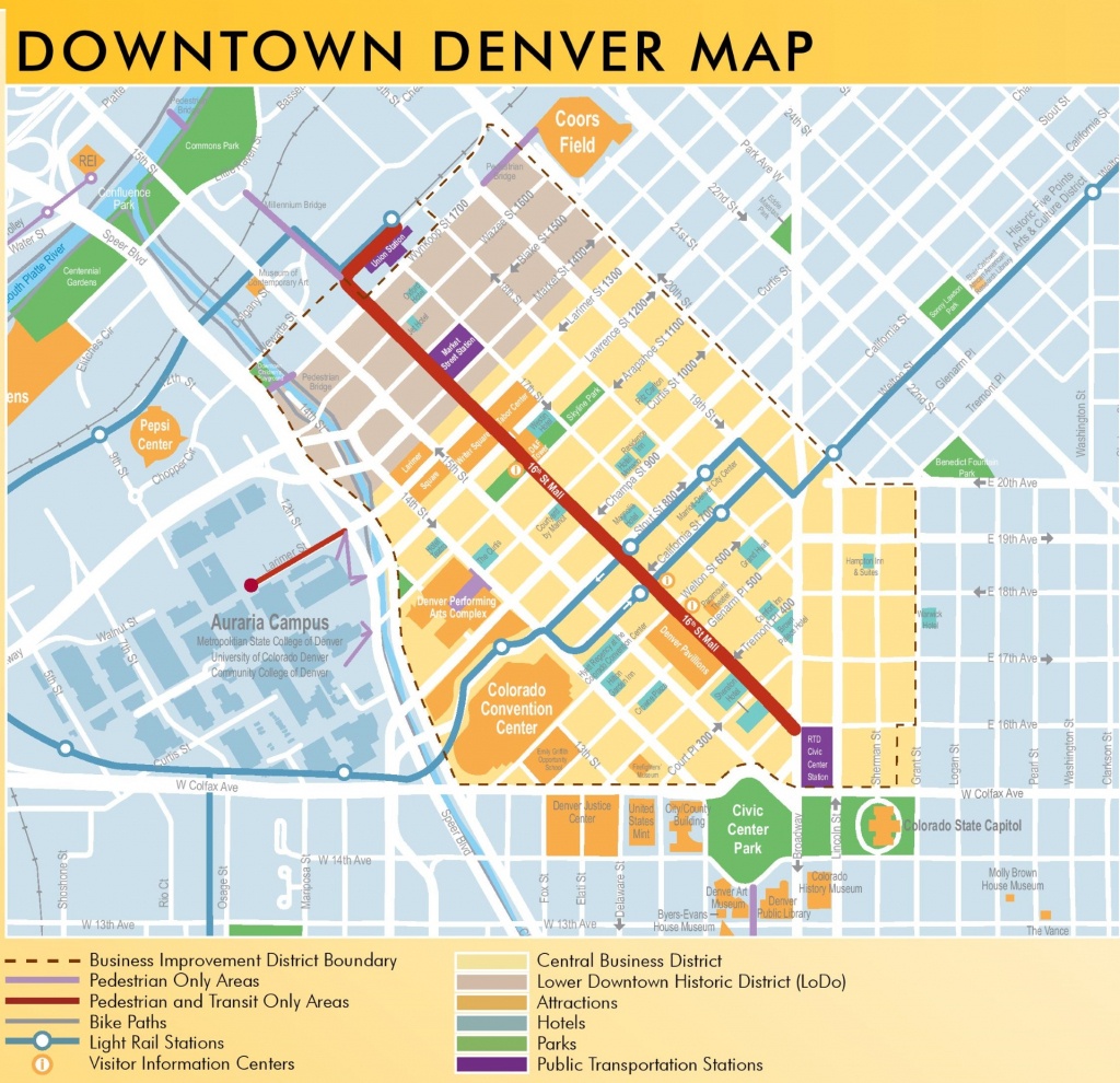 Denver Downtown Map - Denver City Map Printable