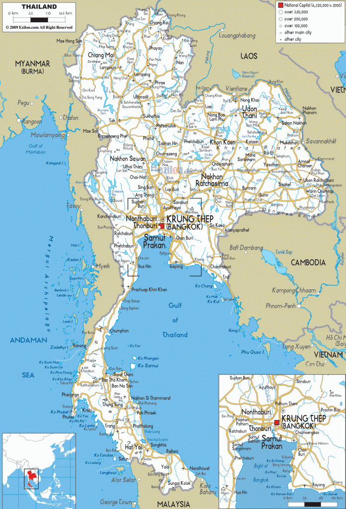 Detailed Clear Large Road Map Of Thailand - Ezilon Maps - Printable Map Of Thailand