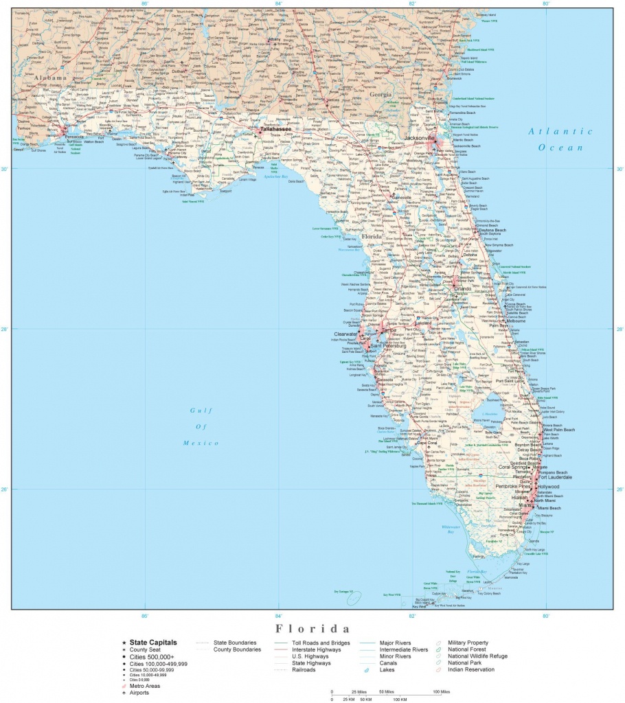 Detailed Florida Digital Map With County Boundaries, Cities - Florida State Parks Map