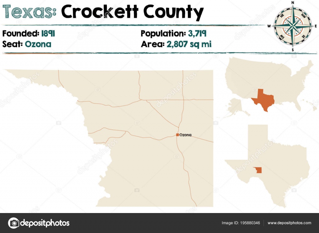 Detailed Map Crockett County Texas Usa — Stock Vector © Malachy666 - Crockett Texas Map
