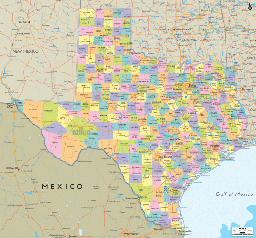 Detailed Political Map Of Texas - Ezilon Maps - Map Of Northeast Texas Counties