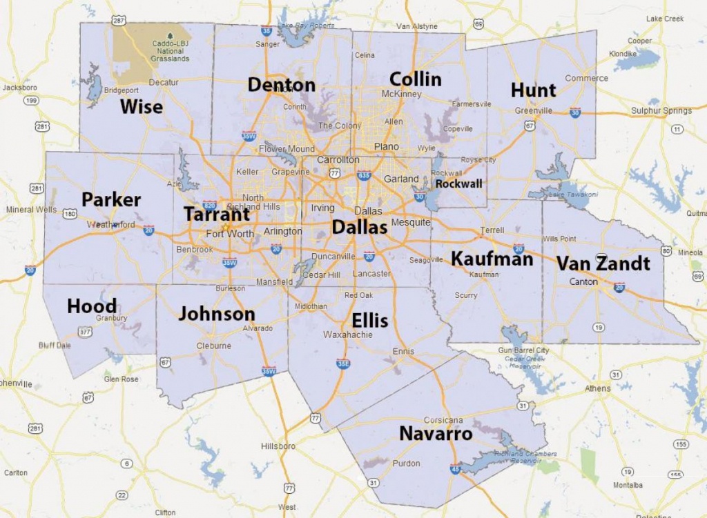Dfw County Map Fort Worth County Map Texas Usa Printable Map Of Dfw Metroplex 