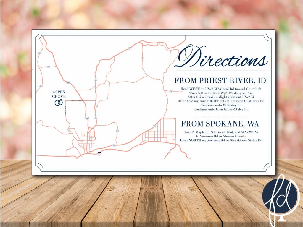 Directions Card, Custom Wedding Map, Details Card, Invitation Map - How To Create A Printable Map For A Wedding Invitation