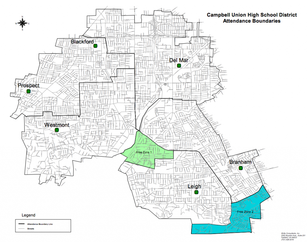 District Boundaries – Schools – Campbell Union High School District - Campbell California Map
