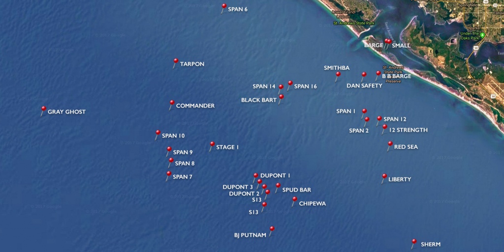 Dive Sites | Panama City Diving - Florida Wreck Diving Map