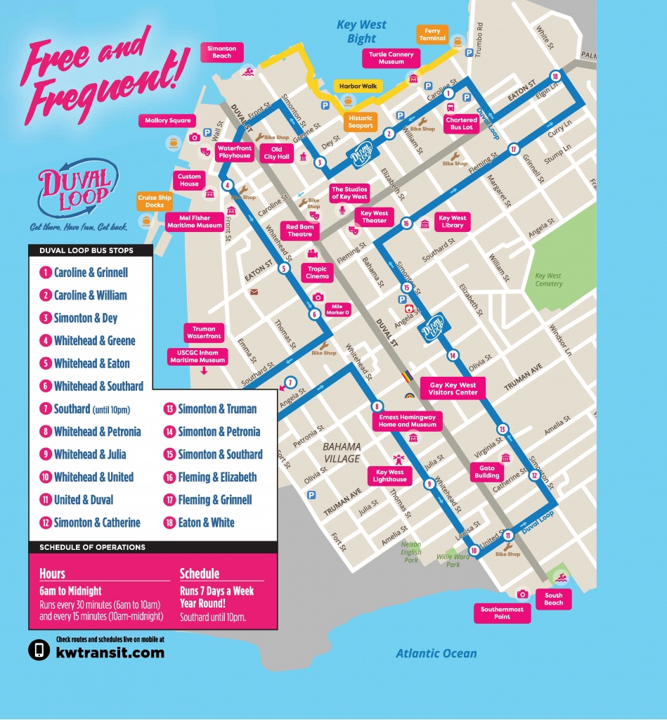 Document Center / Hop On - Hop Off The Free Duval Loop! / Key West, Fl - Map Of Duval Street Key West Florida