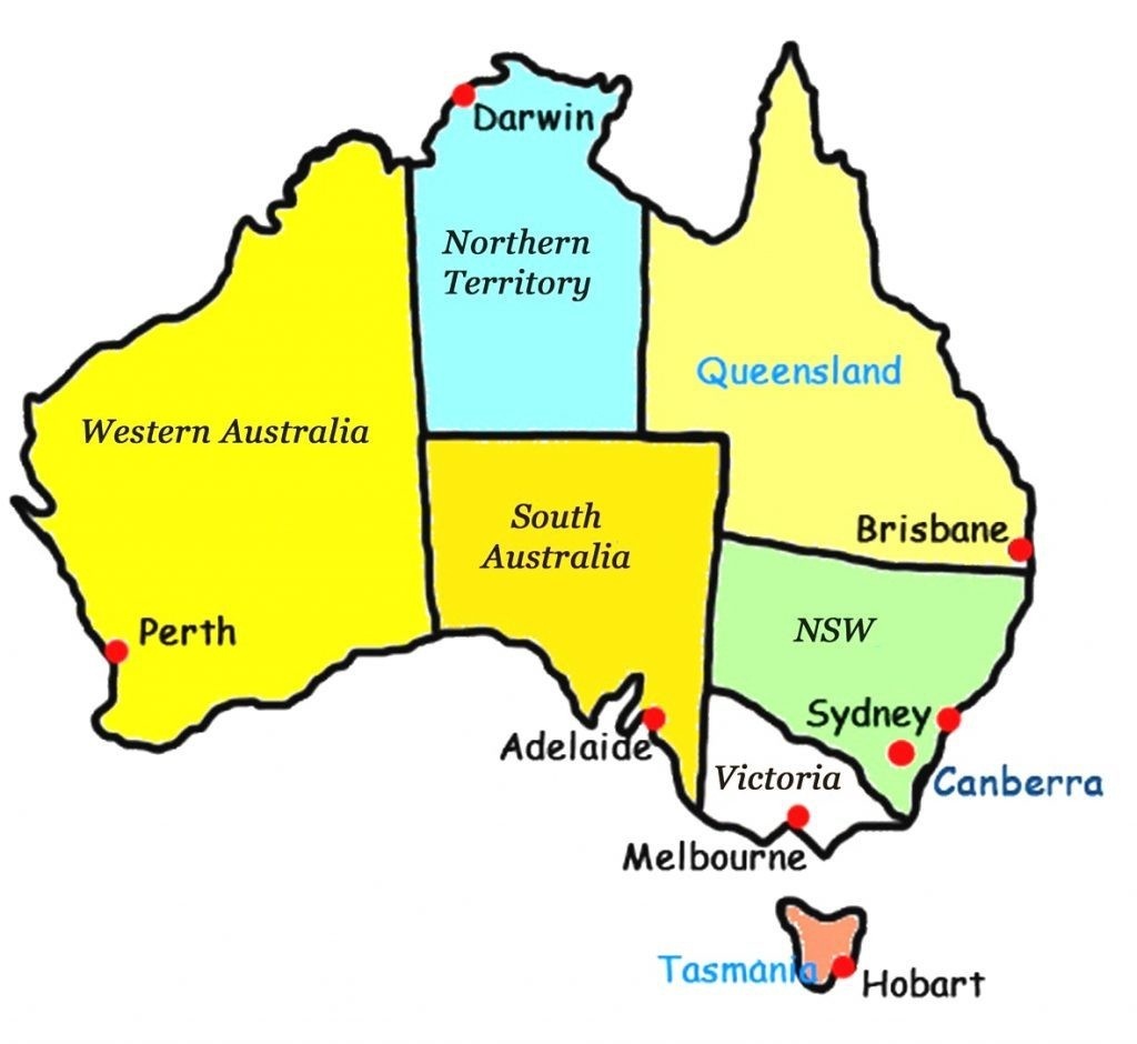 Download Map Of Australia With States And Capital Cities Major - Printable Map Of Australia With States And Capital Cities